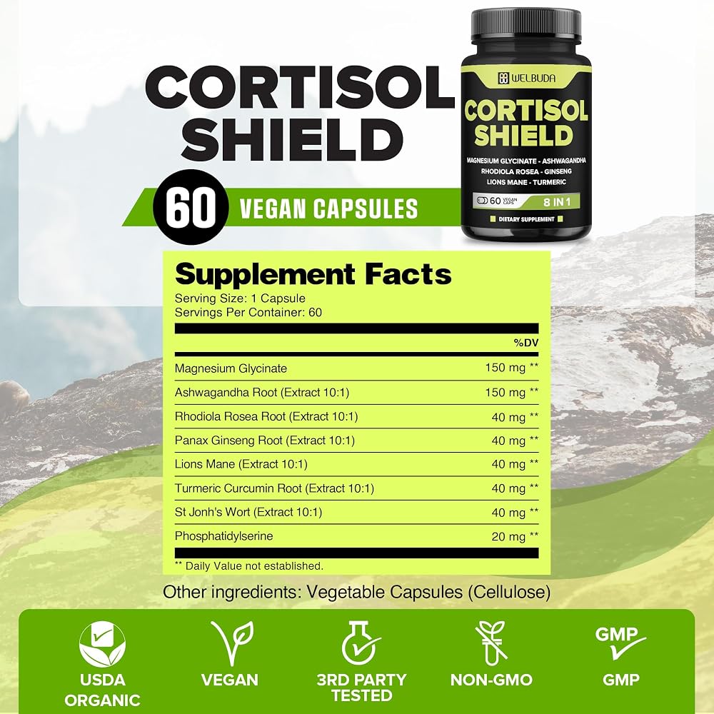 WELBUDA 8in1 Cortisol Shield Ashwagandha Magnesium - 60 Capsules - image 2