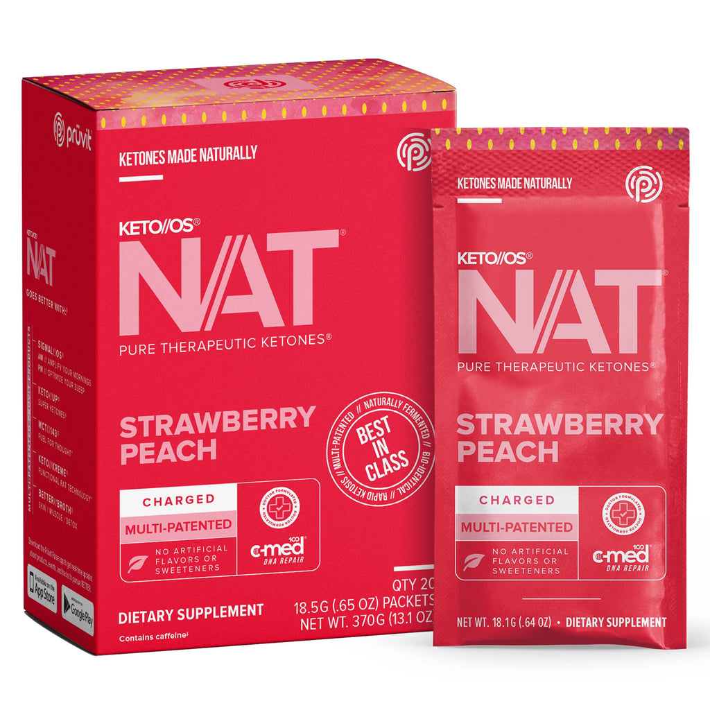Prüvit Keto//OS NAT Strawberry Peach Charged Drink Mix - 20 Sachets