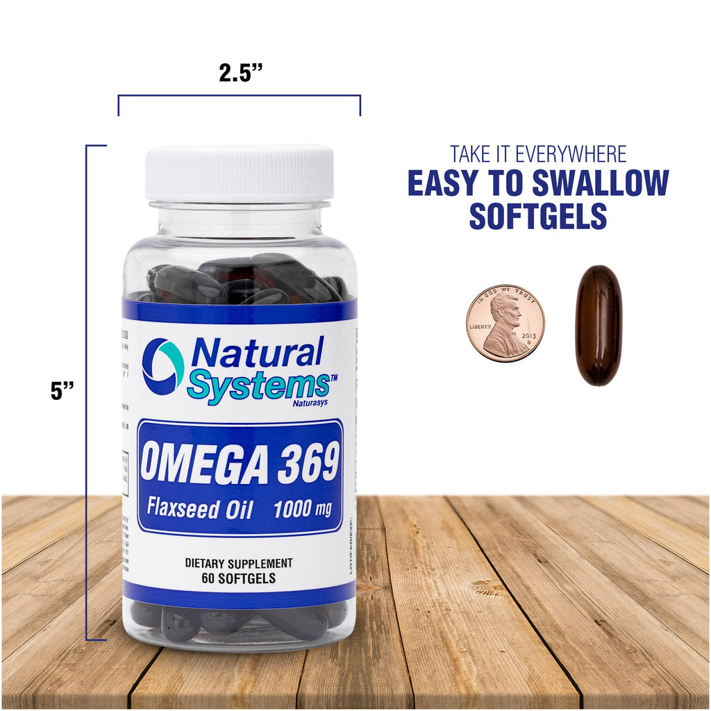 Natural Systems Omega 3 6 9 Flax Seed Oil 1000 mg - 100 Softgels - image 6