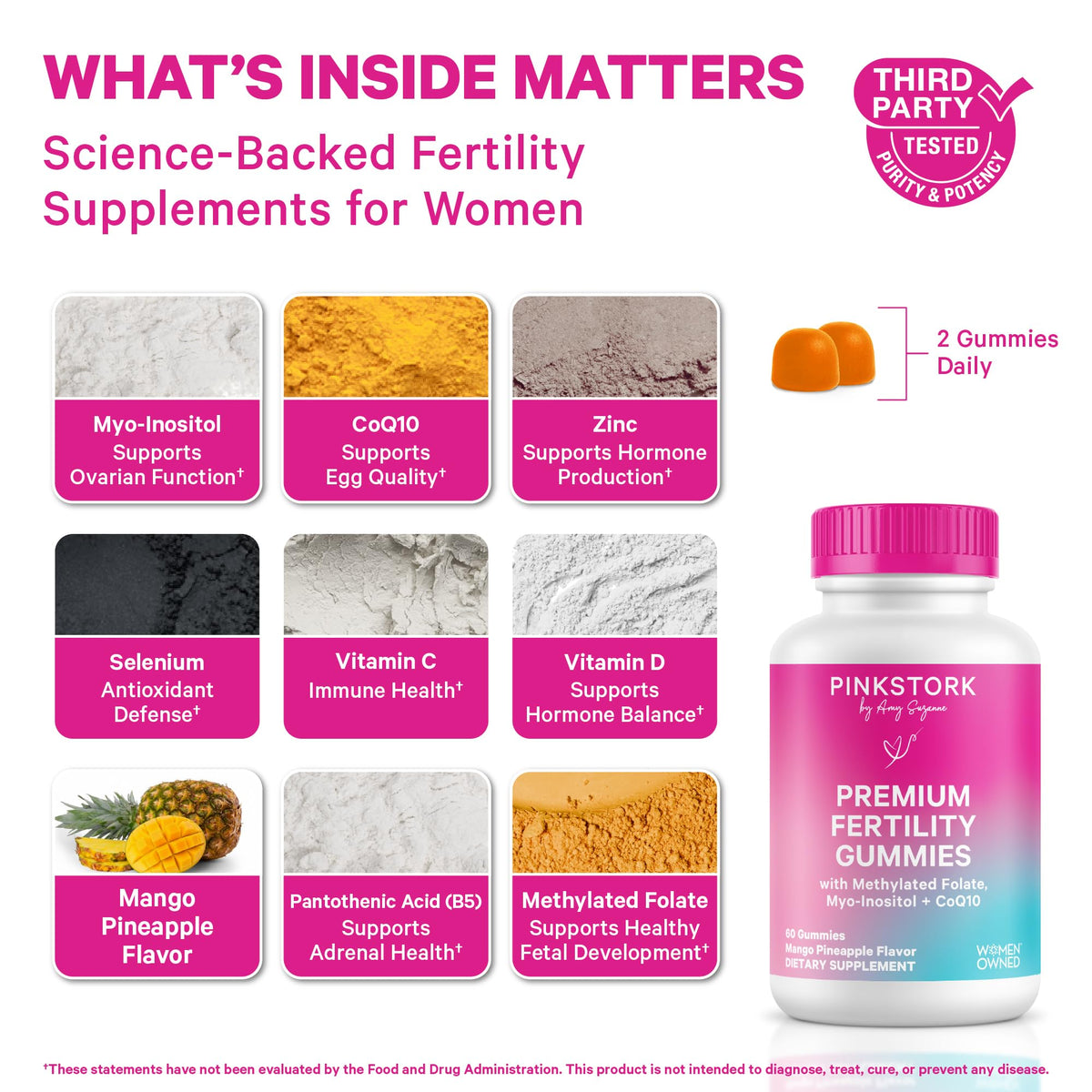 Pink Stork Fertility Gummies for Women - 60 Count - image 2