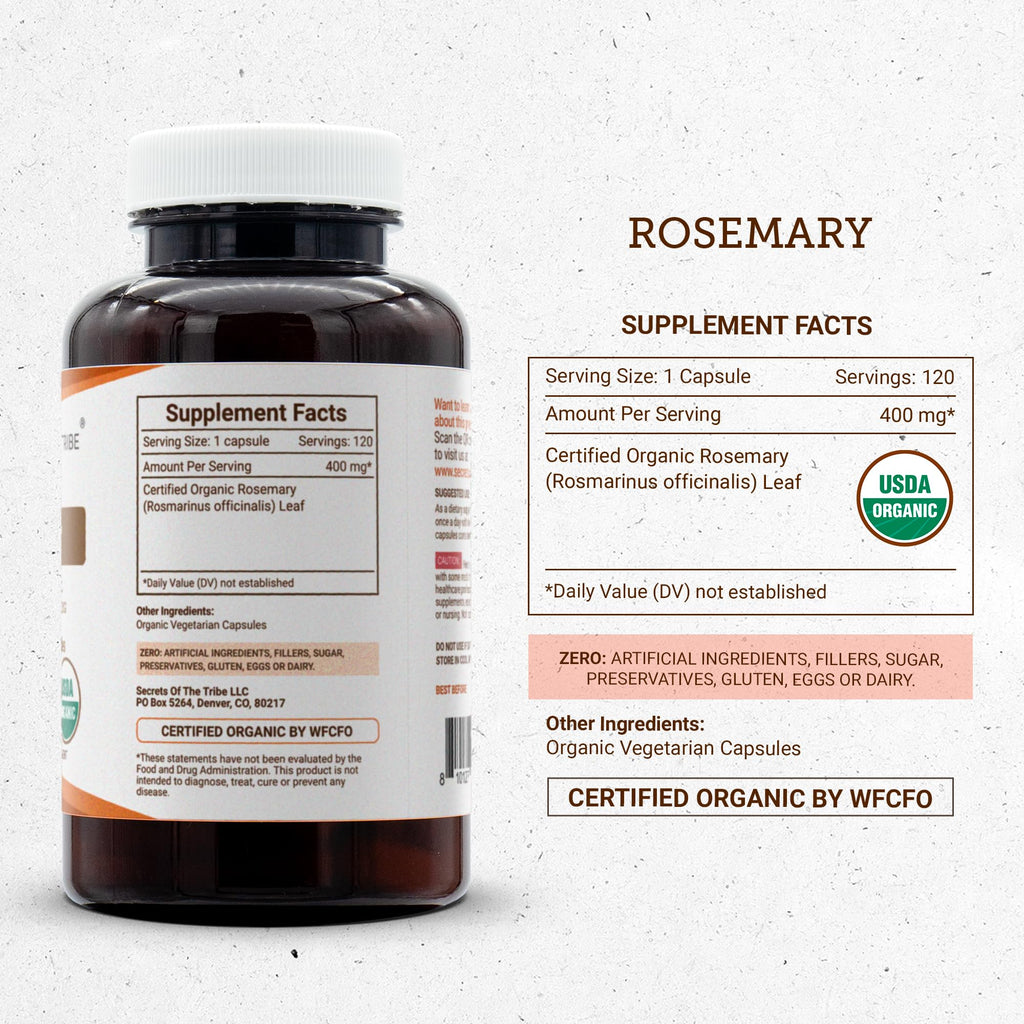 Secrets of the Tribe Rosemary USDA Organic Capsules - 120 Count - image 4