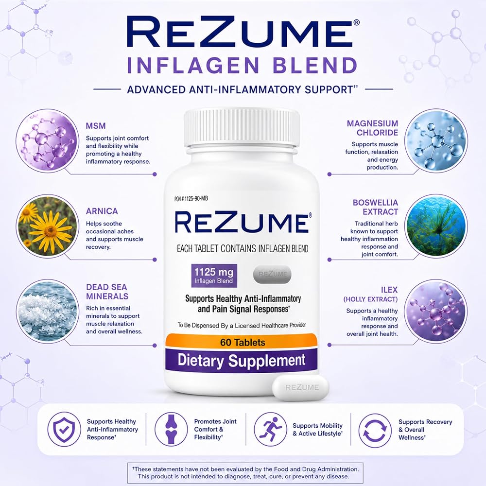 CryoDerm REZUME Tablets Full Spectrum Inflagan Blend - 60 Count - image 3