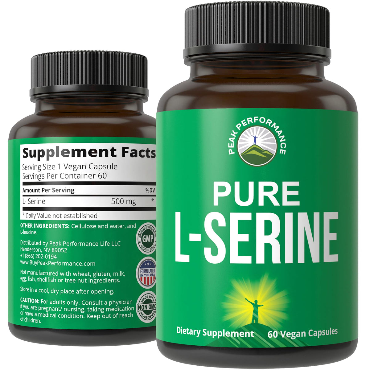 Peak Performance L-Serine 500mg Capsules Brain Support - 60 Capsules