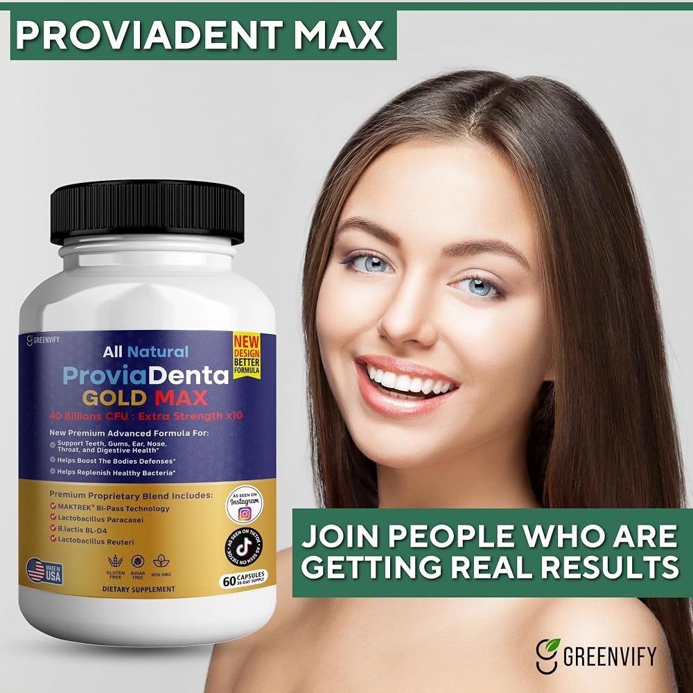 GREENVIFY ProviaDenta Gold Max Oral Probiotics 40 Billion CFU - 120 Capsules - image 3