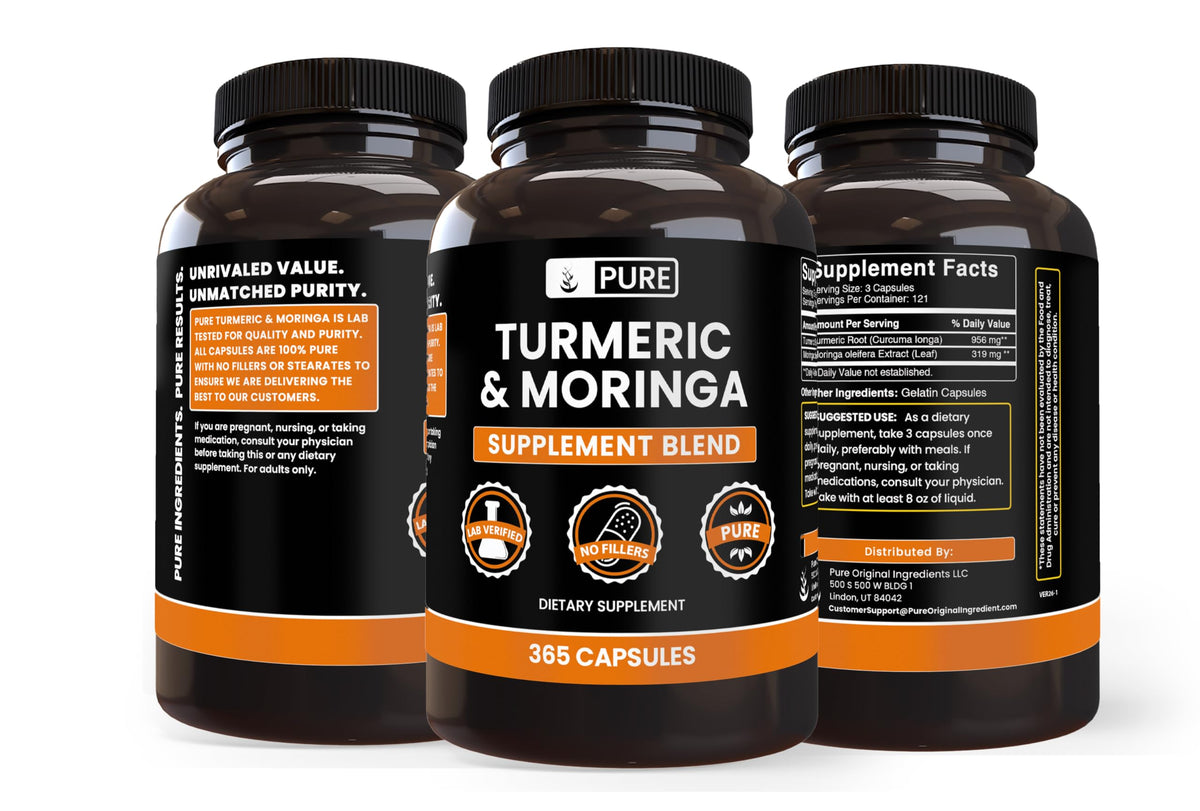 PURE ORIGINAL INGREDIENTS Turmeric & Moringa - 365 Capsules - image 4