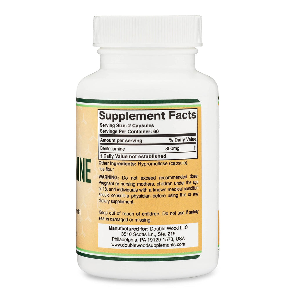 Double Wood Supplements Benfotiamine 300mg Vitamin B1 - 120 Capsules - image 3
