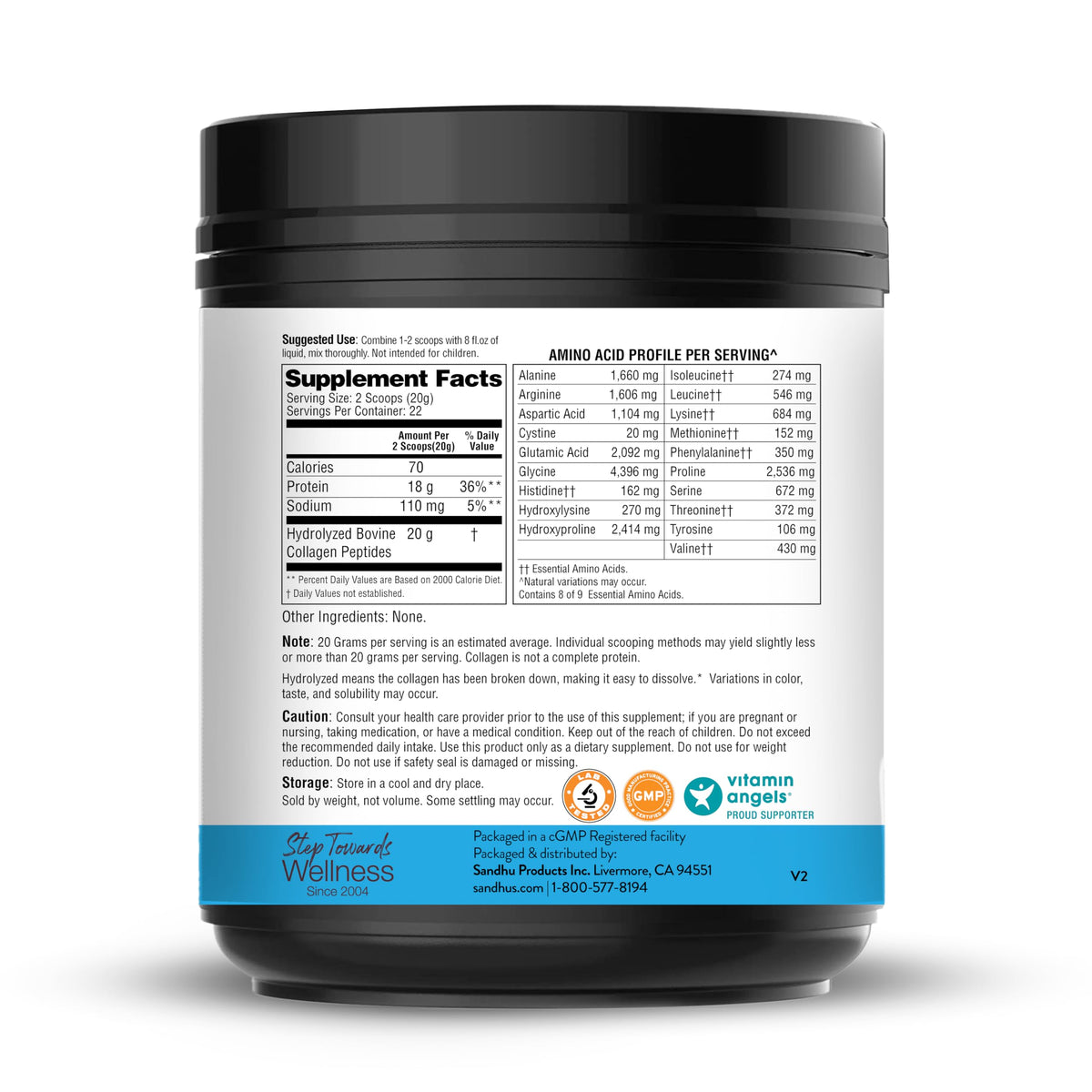 Sandhu's Grass-Fed Hydrolyzed Bovine Collagen Peptides Powder - 1 lb - image 3