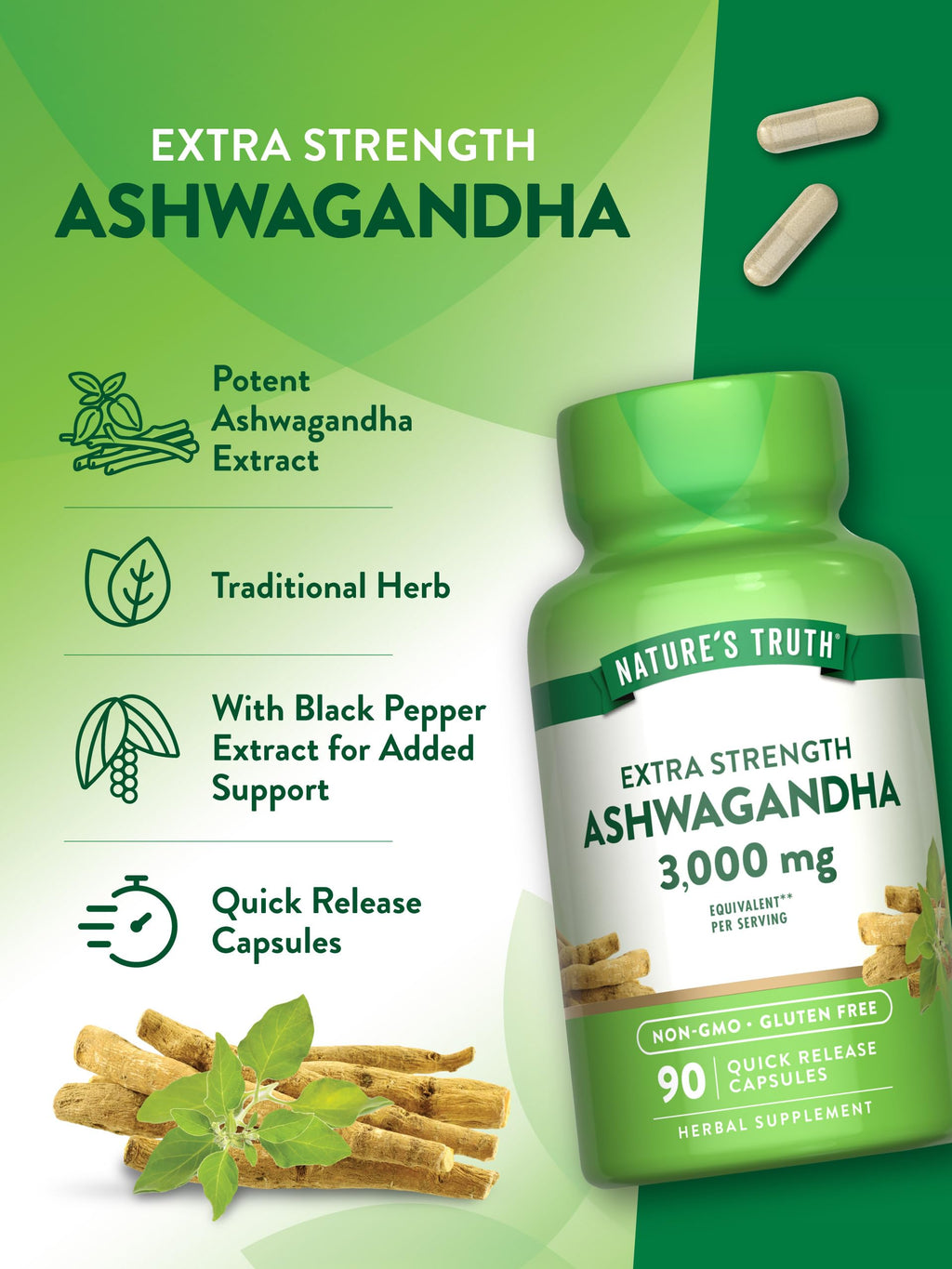 Nature's Truth Ashwagandha Extra Strength Capsules - 90 Count - image 5