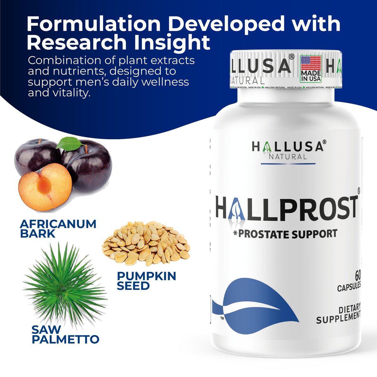 Hallusa Natural Prostate Support - 60 Capsules - image 3