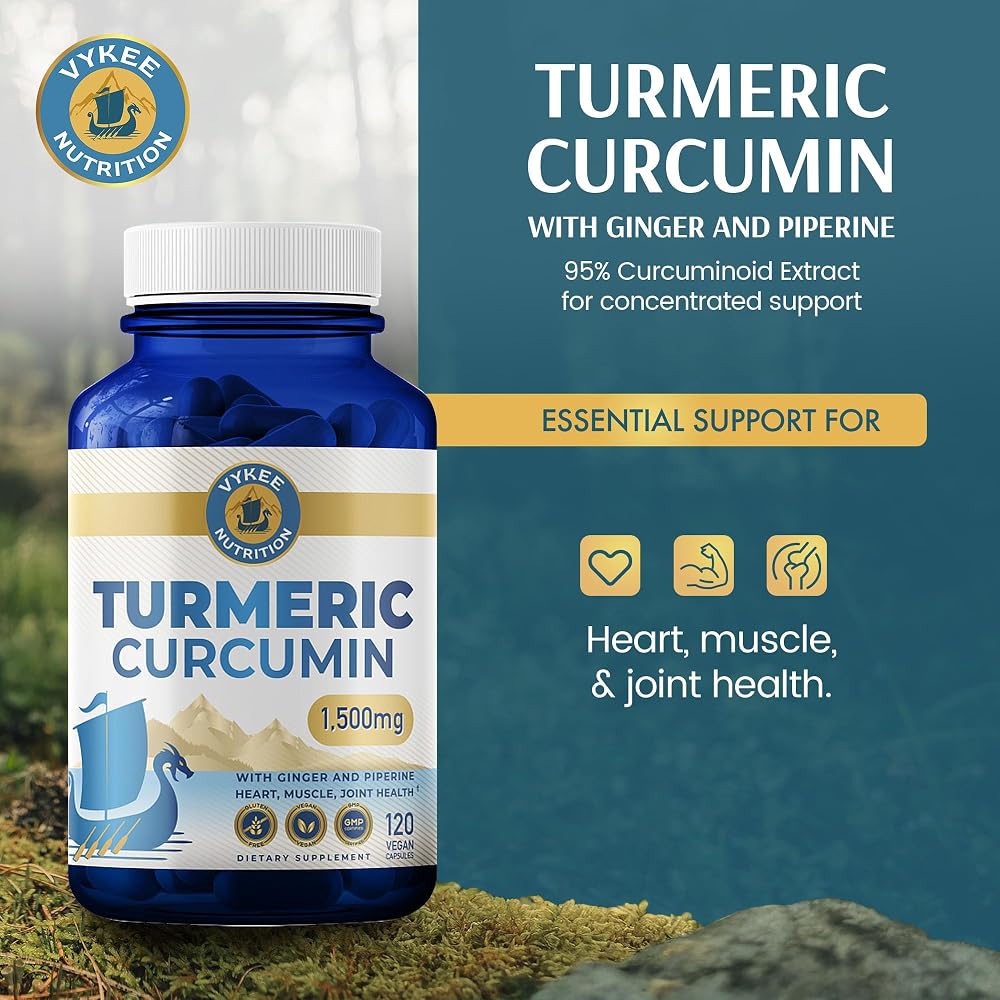 Vykee Nutrition Turmeric Curcumin with Ginger & Piperine - 120 Capsules - image 2