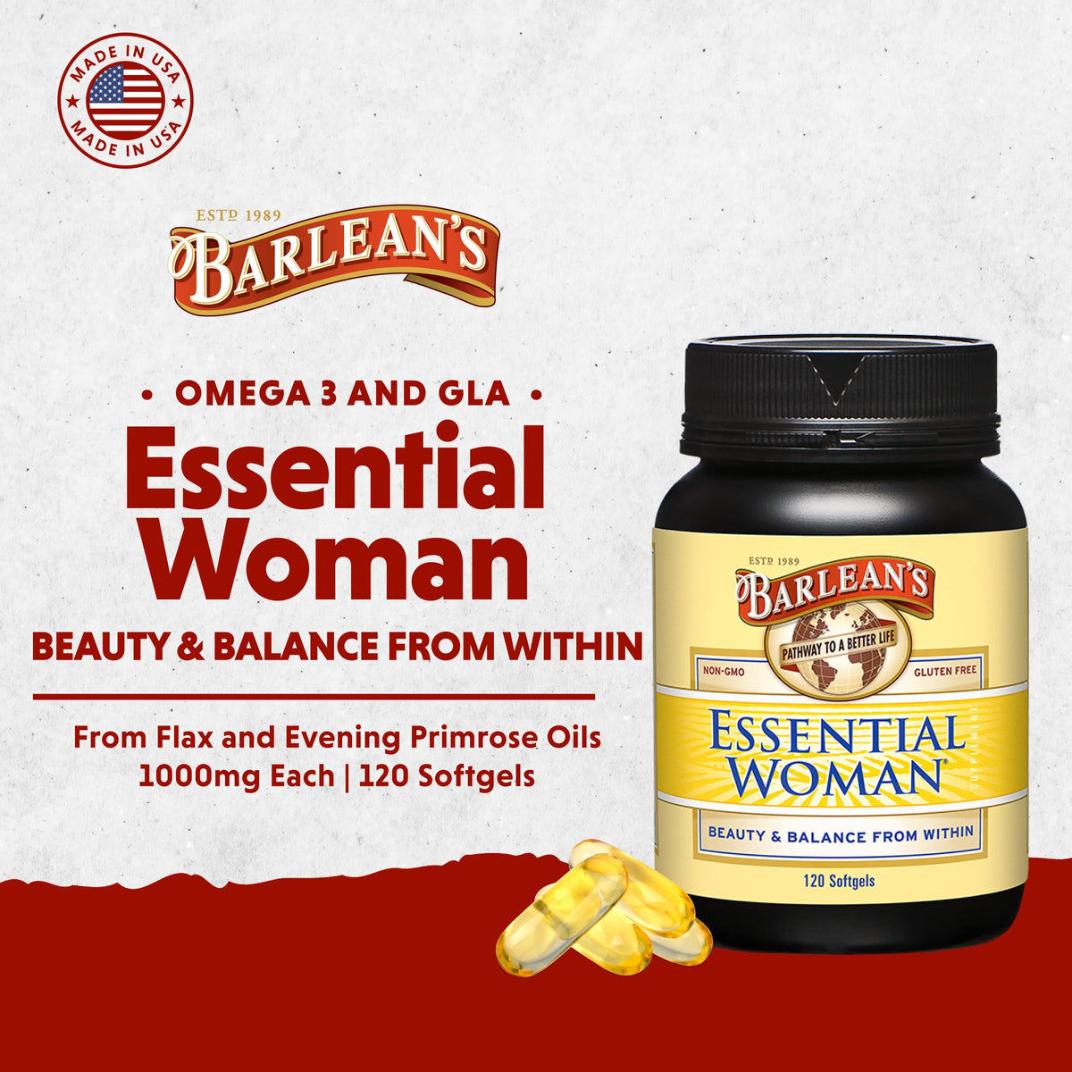 Barlean's Organic Oils Essential Woman - 120 Softgels - image 3