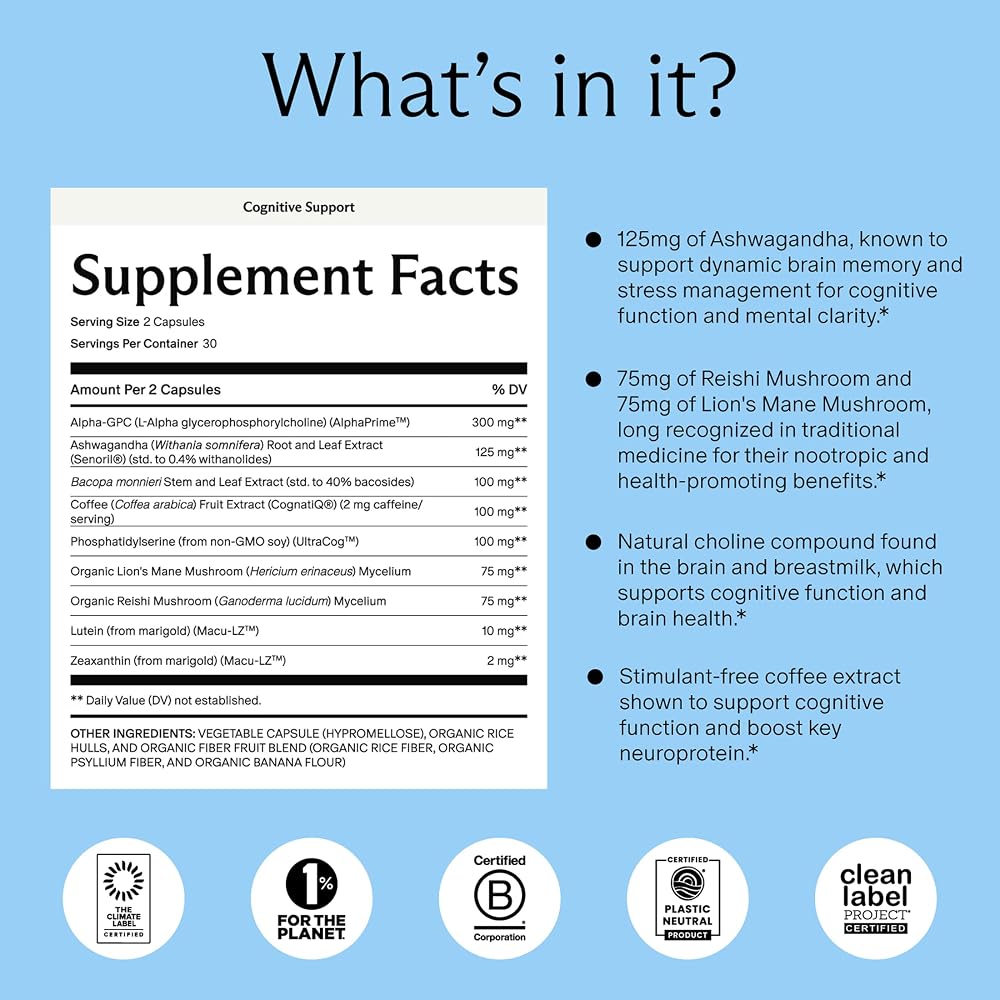 Needed. Cognitive Support Supplement with Ashwagandha - 60 Capsules - image 2