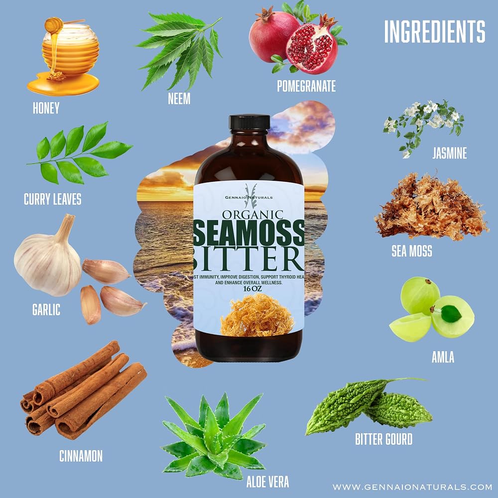 GENNAIO NATURALS Organic Seamoss Bitters - 16 Fl Oz - image 4