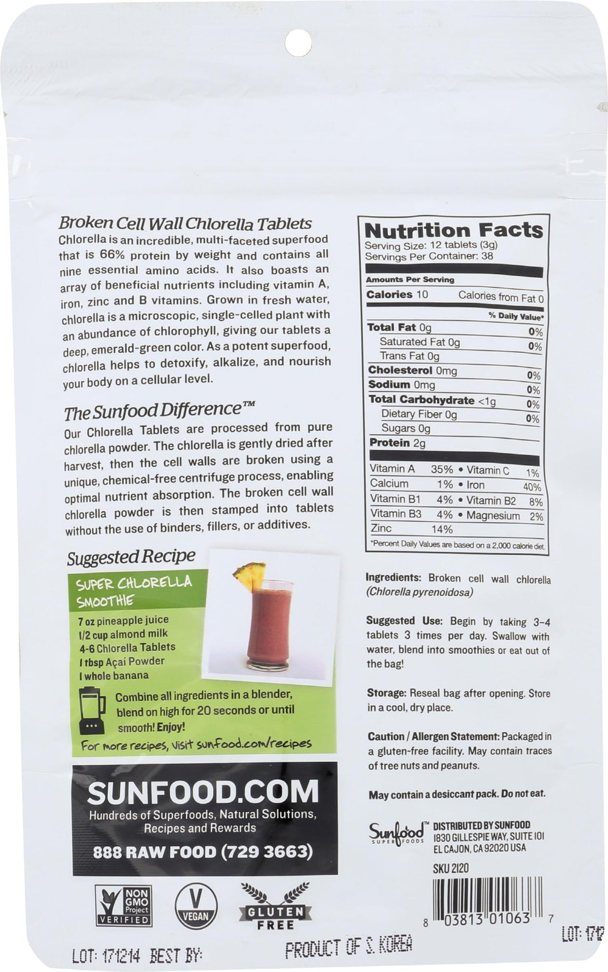 Sunfood Superfoods Super Algae Tablets - Healthy Snack: Over 60%