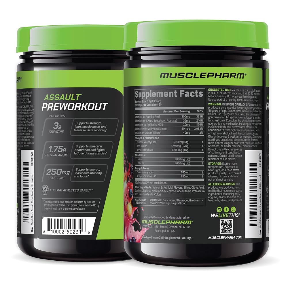 Muscle Pharm Assault Energy & Strength Pre Workout Powder for Men