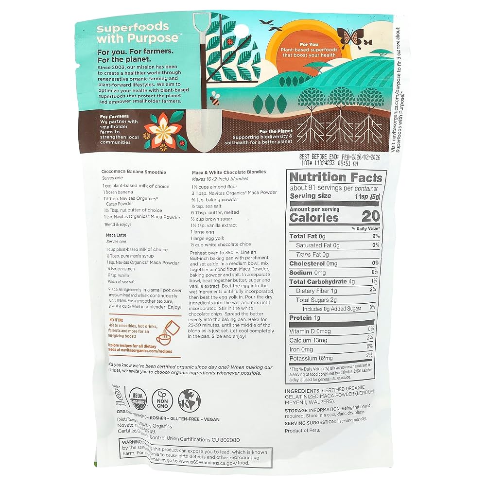 Navitas Organics Maca Powder Raw Organic - 454g - image 2