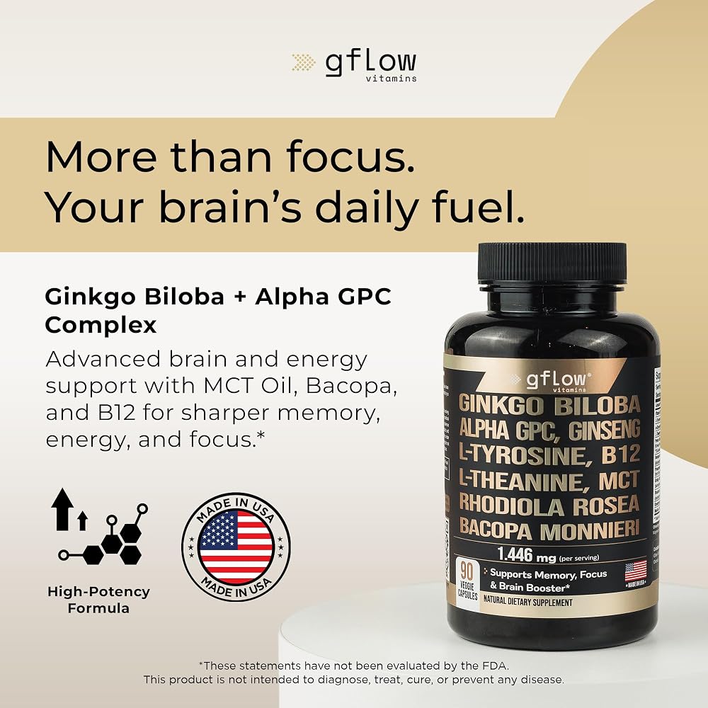 gflow vitamins Ginkgo Biloba Alpha GPC Cognitive Support - 90 Capsules - image 2