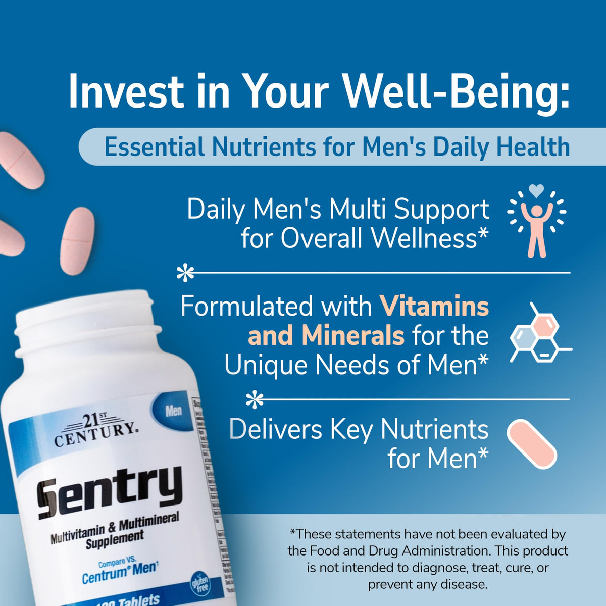 21st Century Sentry Men Multivitamin Tablets - 120 Count - image 2