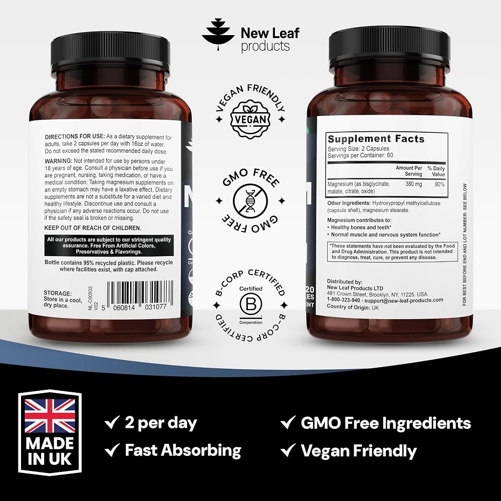 New Leaf Magnesium Glycinate 4-in-1 Complex - 120 Capsules - image 8