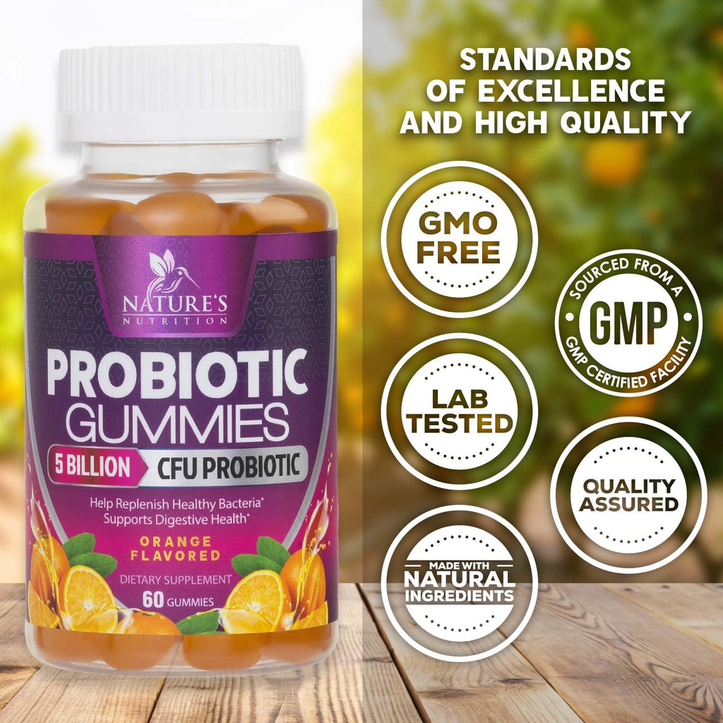 Nature's Nutrition Probiotics for Digestive Health Gummies - 6 Unique