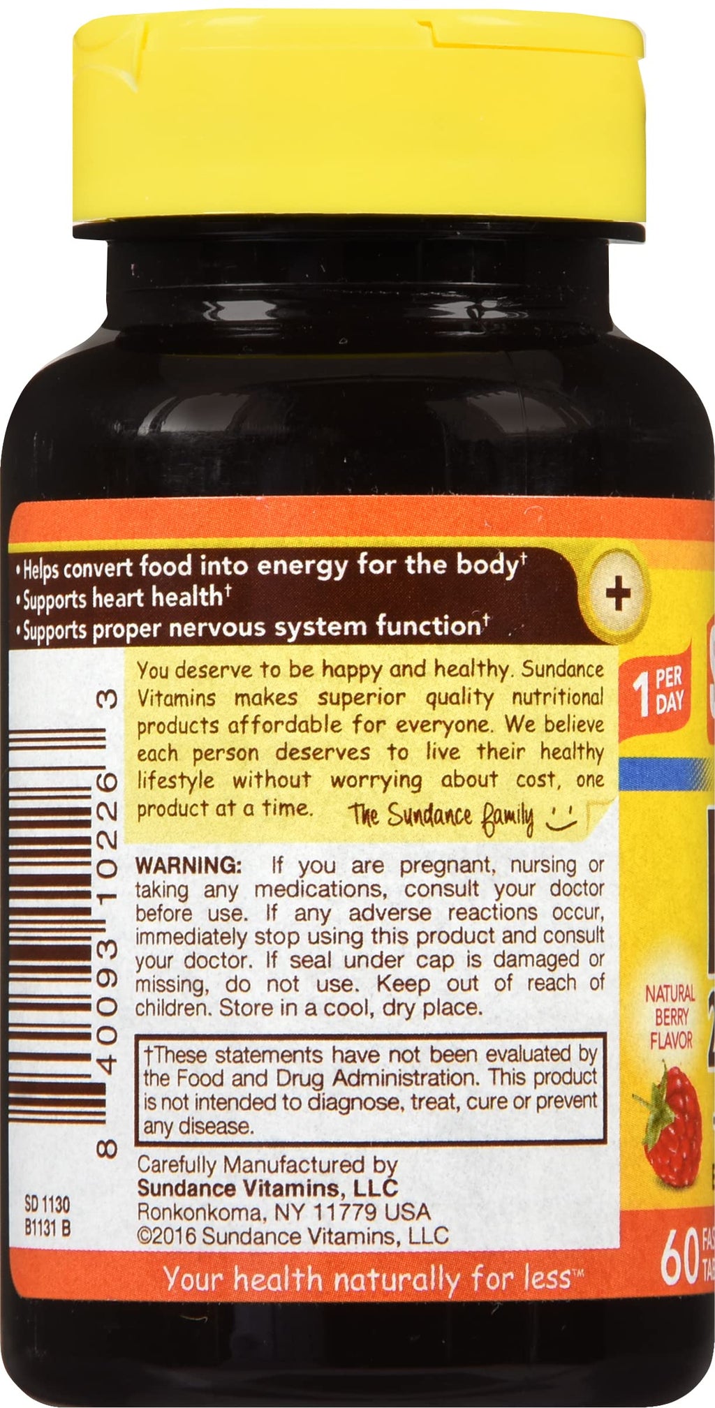 Liarminoo Sundance B-12 2500 mcg + Folic Acid Fast Dissolve - 120 Tablets - image 2