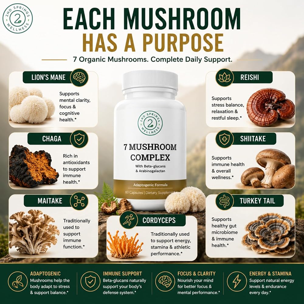 2nd Springs 7 Organic Mushroom Complex - 60 Capsules - image 2