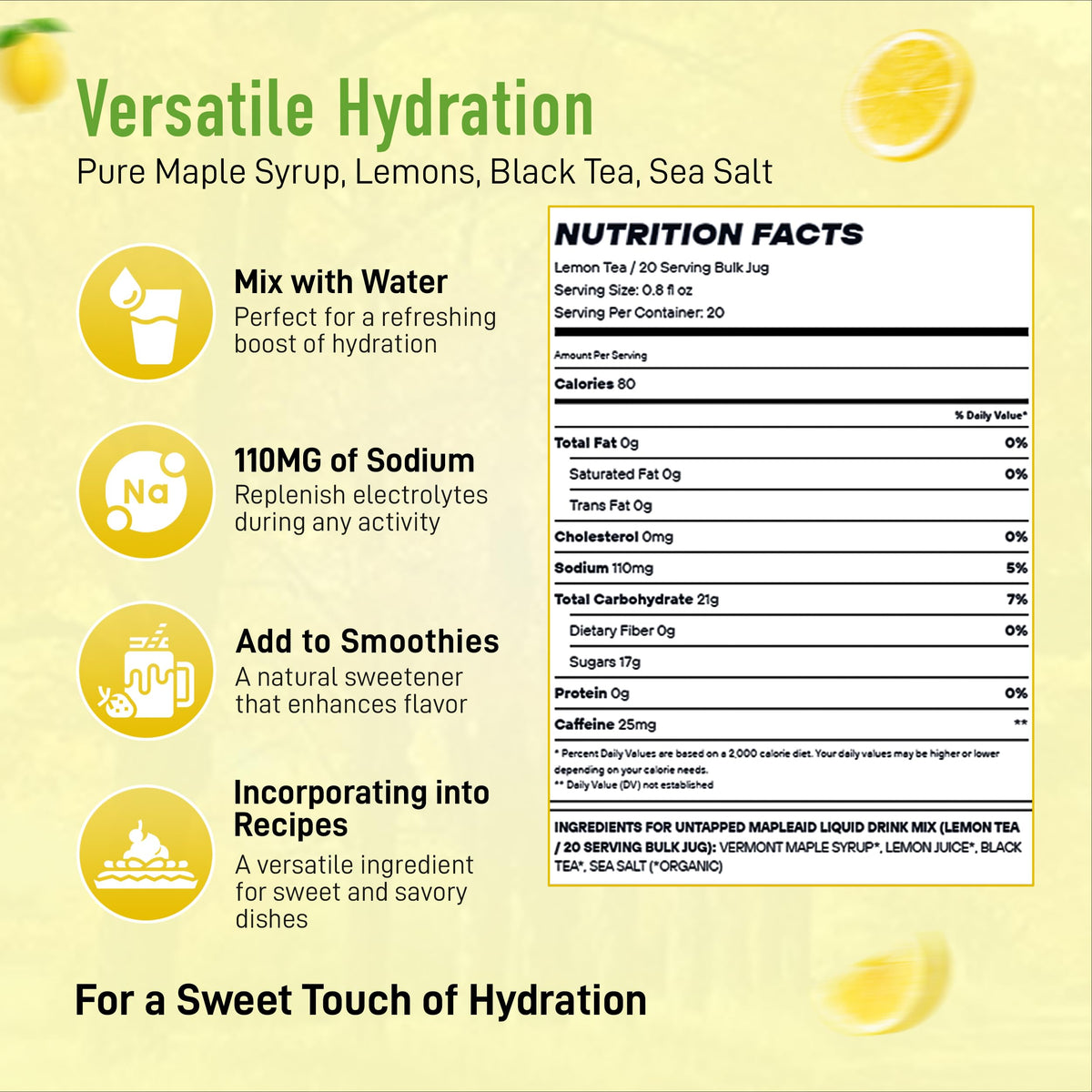 Untapped Lemon Tea Mapleaid Electrolyte Drink - 16 fl oz - image 5