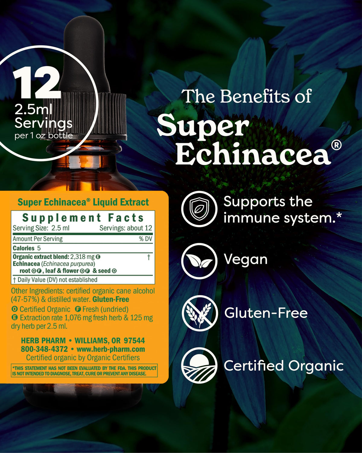 Herb Pharm Super Echinacea Liquid Extract Immune Support - 1 oz - image 2