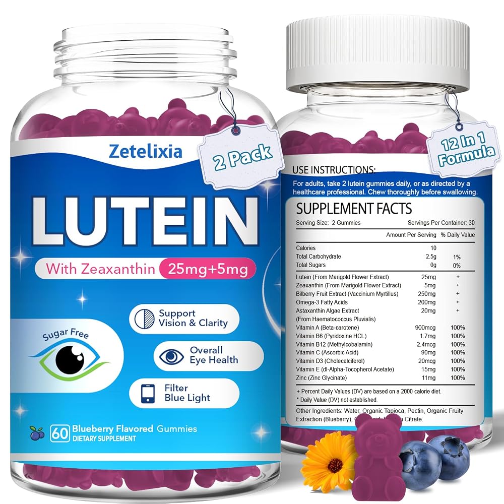 Zetelixia Lutein Gummies, Blueberry Flavor