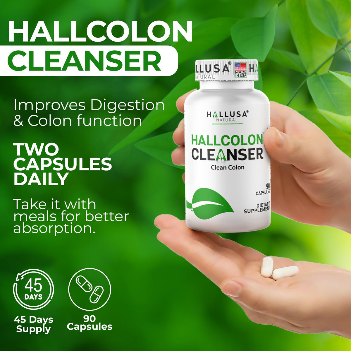 Hallusa Natural Colon Cleanser Herbal Fiber Blend - 90 Capsules - image 5