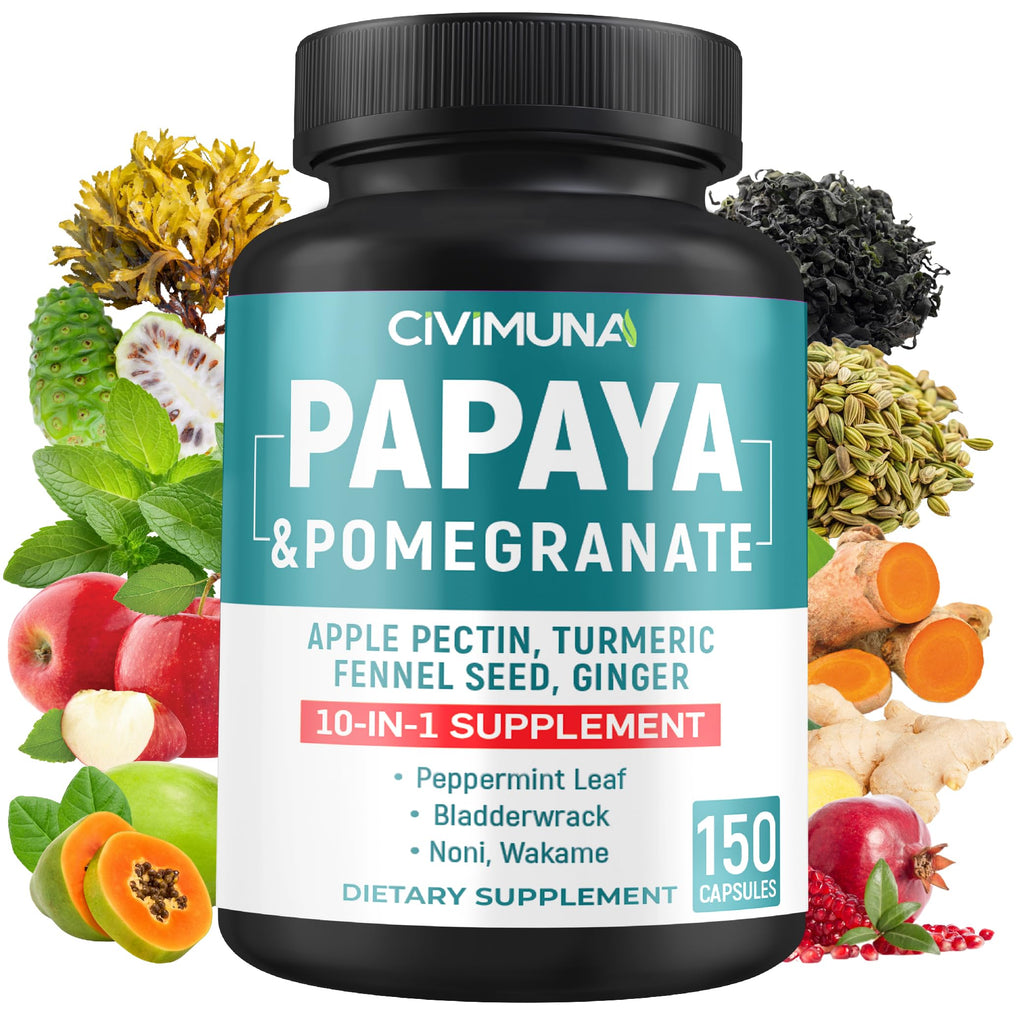 CIVIMUNA Papaya Capsules with Pomegranate & Apple Pectin - 150 Capsules