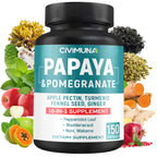 CIVIMUNA Papaya Capsules with Pomegranate & Apple Pectin - 150 Capsules