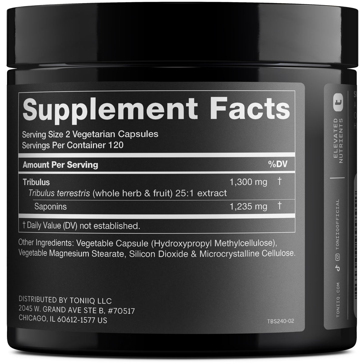 Toniiq Tribulus Terrestris 25:1 Extract for Men - 240 Capsules - image 2