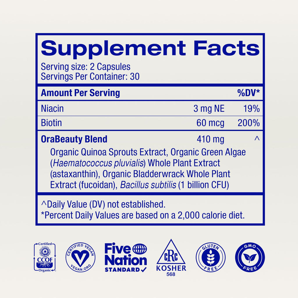 Ora Organic Beyoutiful Hair, Skin & Nails Support - 60 Vegan Capsules - image 8