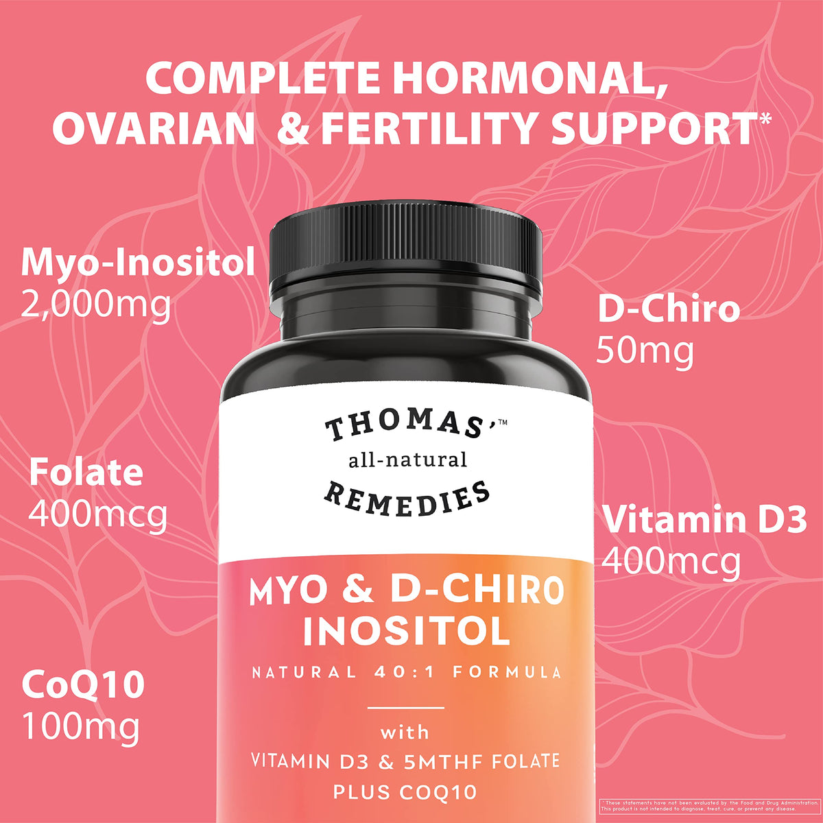 Thomas' All-Natural Remedies Myo Inositol & D-Chiro Inositol - 90 Capsules - image 3