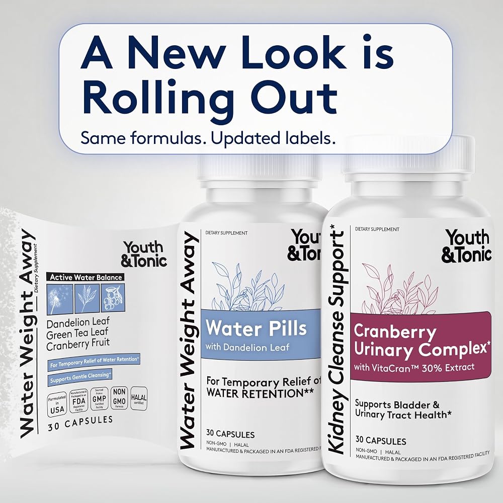 Youth & Tonic Water Retention Pills & Kidney Cleanse Detox - image 2