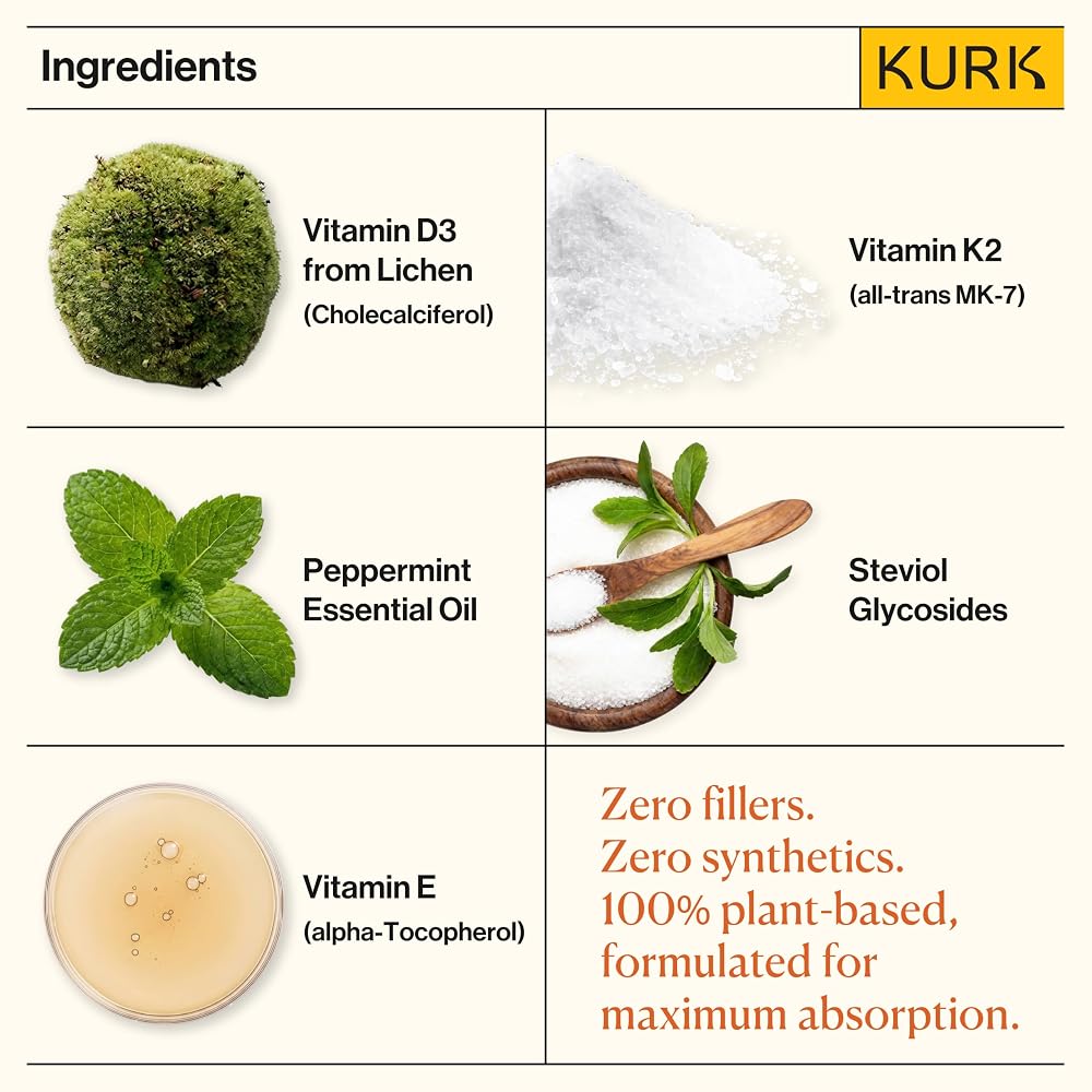 Kurk Vegan Vitamin D3 K2 Spray for Everyday Wellness - 1 Fl Oz - image 4