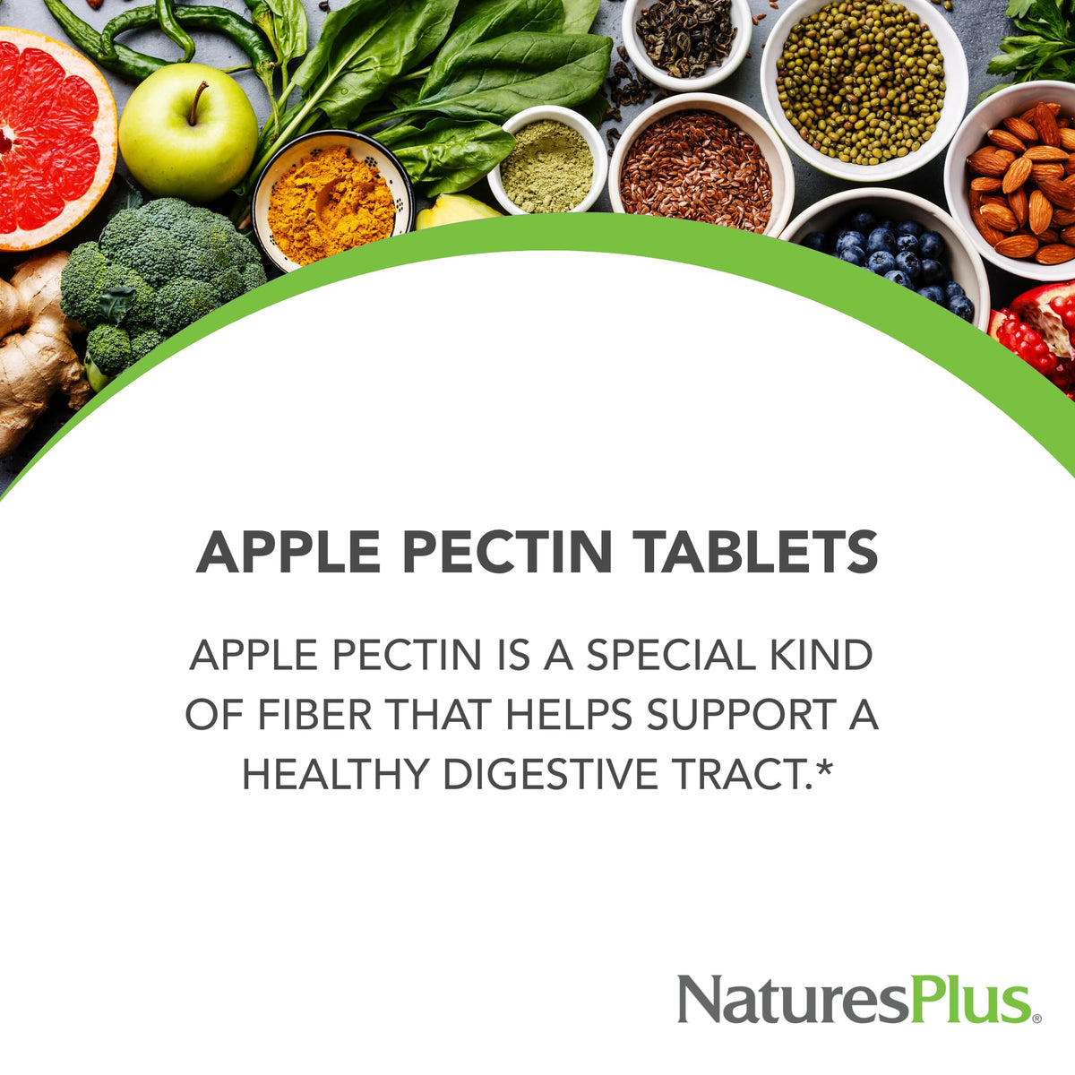 NaturesPlus Apple Pectin 500 mg Fiber Supplement - 180 Tablets - image 3