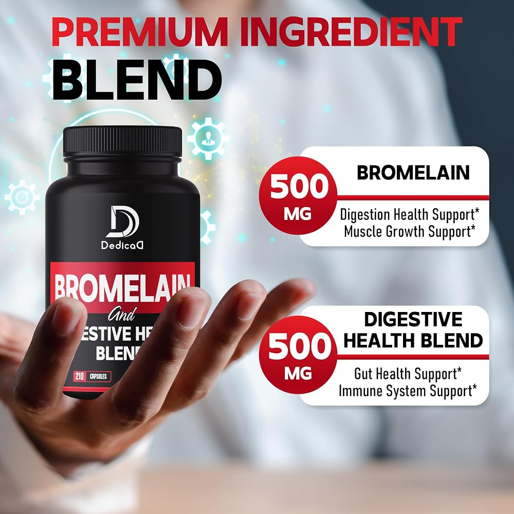 DEDICAD Bromelain 500mg Digestive Enzyme Supplement - 210 Capsules - image 2