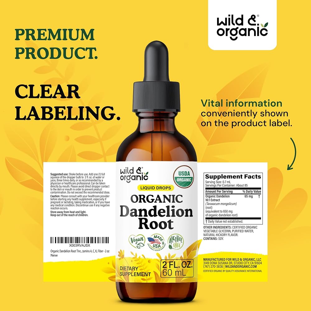Wild & Organic Organic Dandelion Root Liquid Extract - Dandelion Root