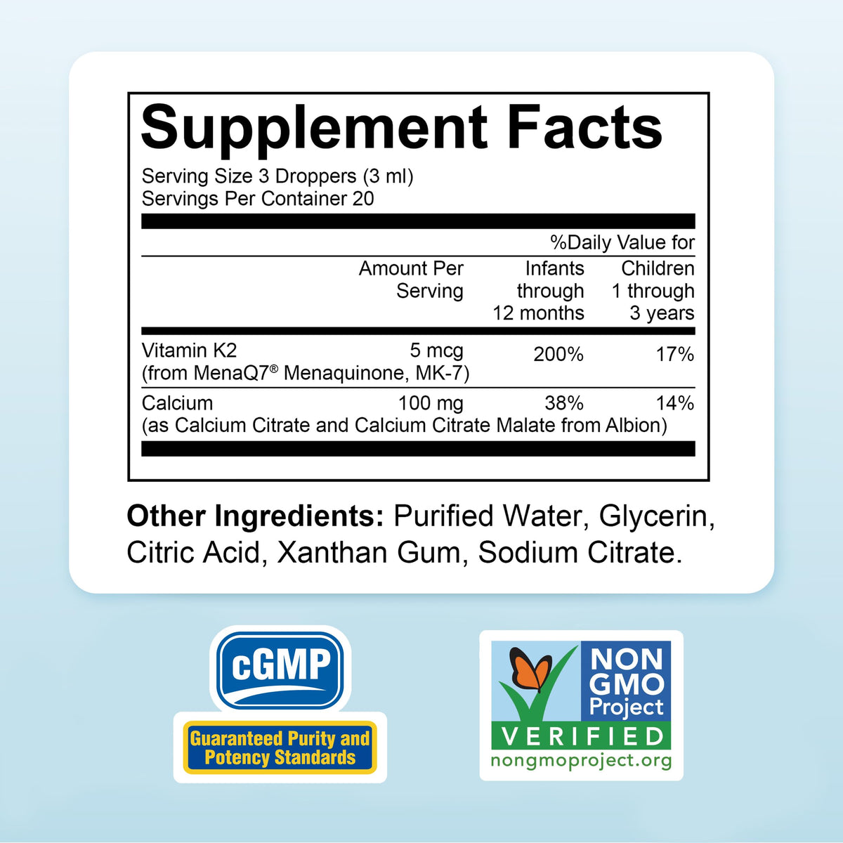 Nature's Nutra Strong Calcium with K2 Liquid Drops - 2 Fl Oz - image 2