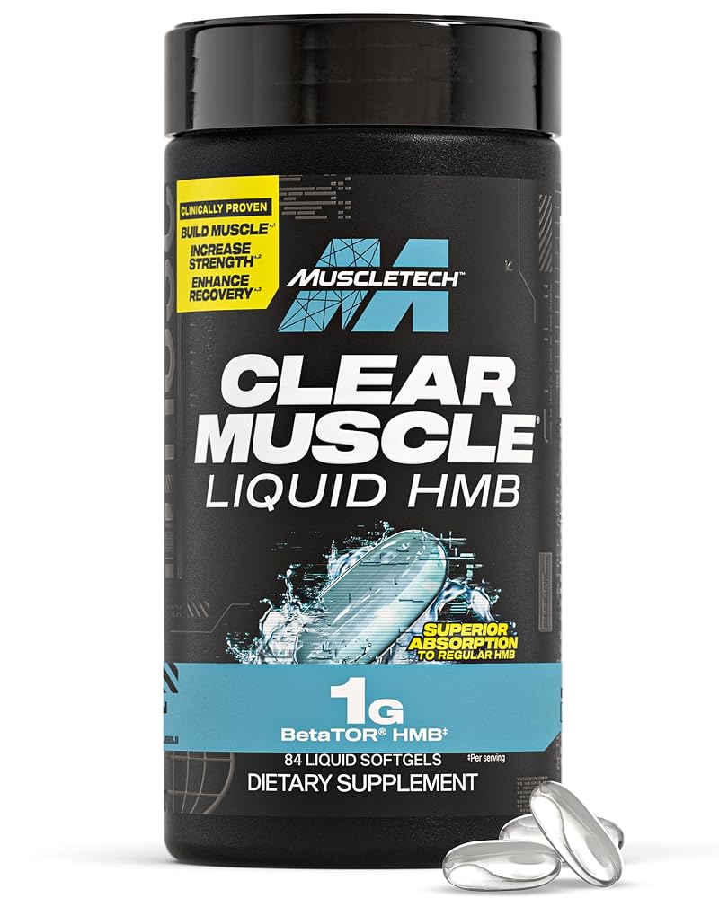 MuscleTech HMB Supplements 1000mg, Clear Muscle (Liquid Softgels)