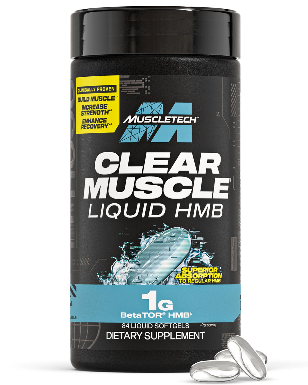 MuscleTech HMB Supplements 1000mg, Clear Muscle (Liquid Softgels)