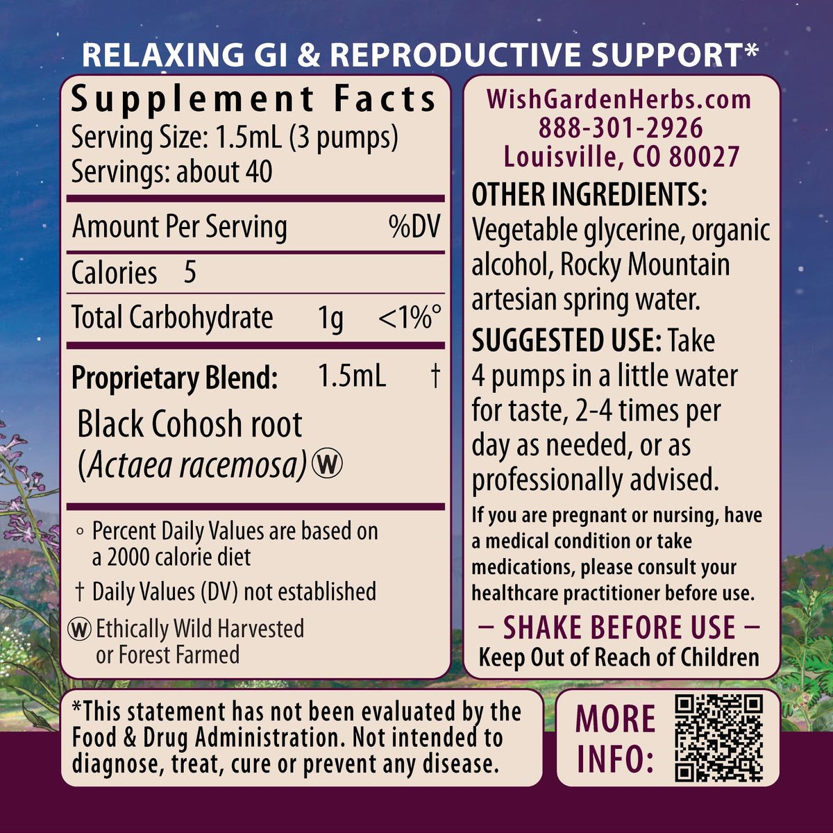 WishGarden Herbs Black Cohosh Root Tincture for Hot Flash Support - 2oz - image 2