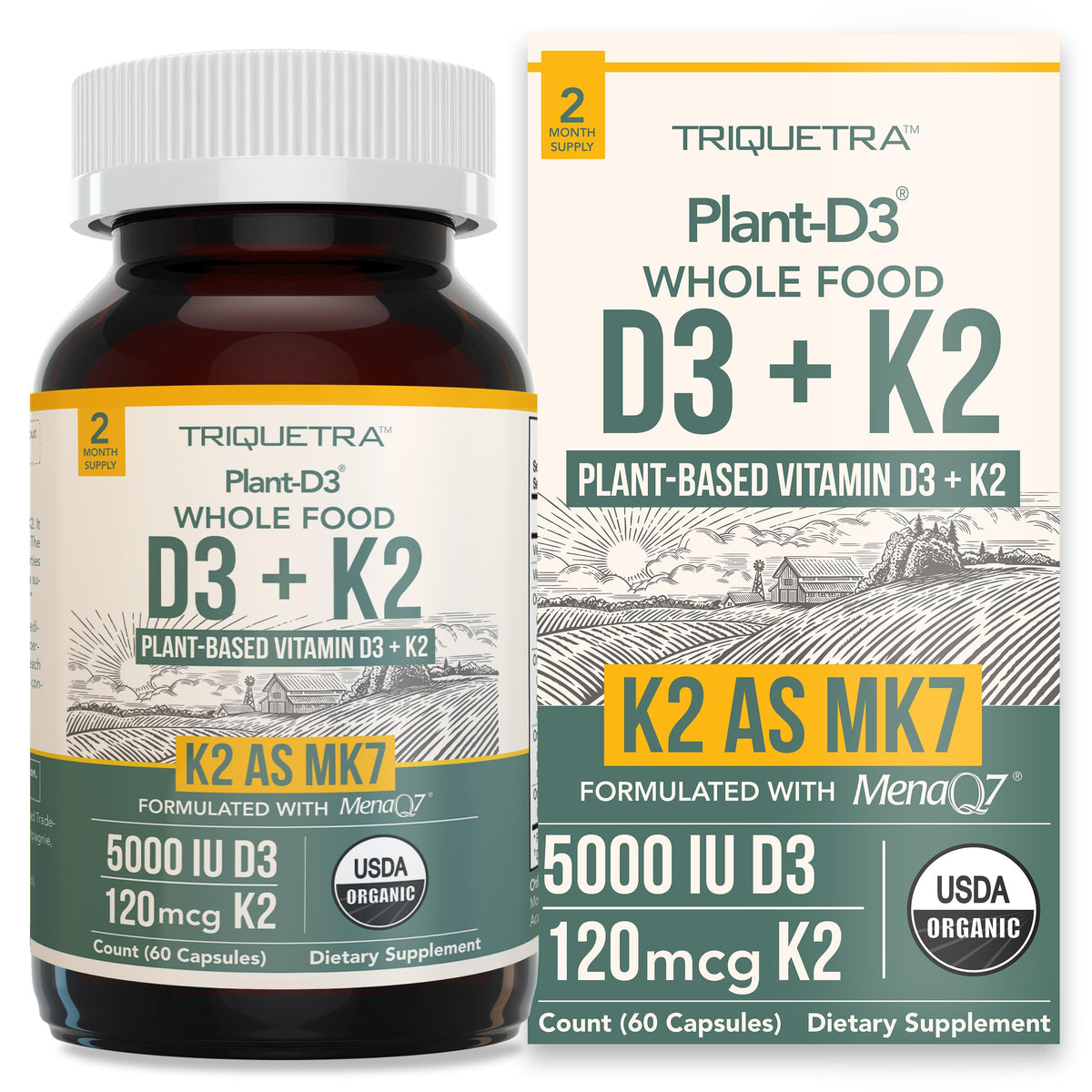 Triquetra Health Organic Plant D3 + K2 (5000 iu D3) - All-Trans MK7