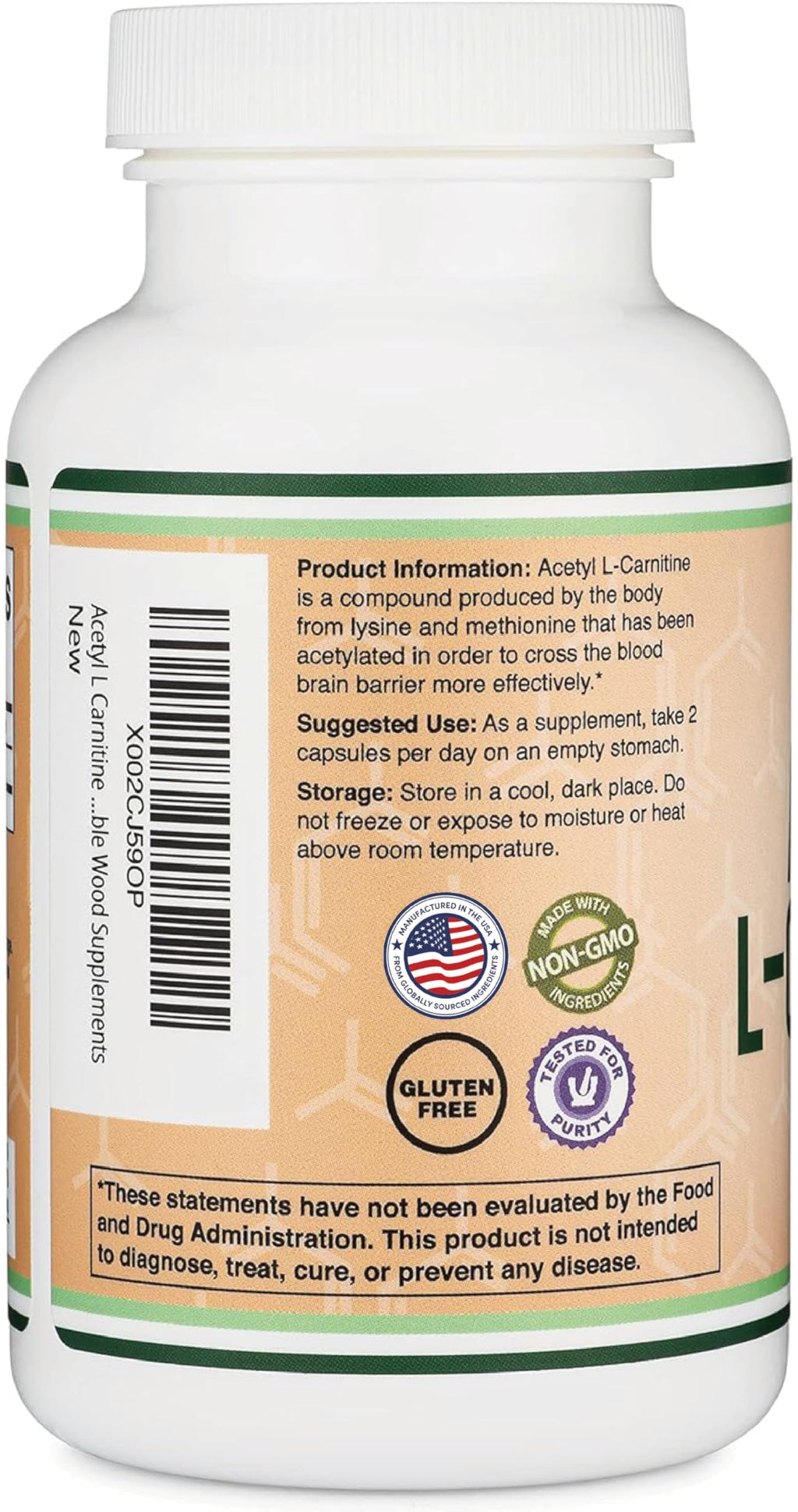 Double Wood Supplements Acetyl L-Carnitine ALCAR 1000mg - 150 Capsules - image 5