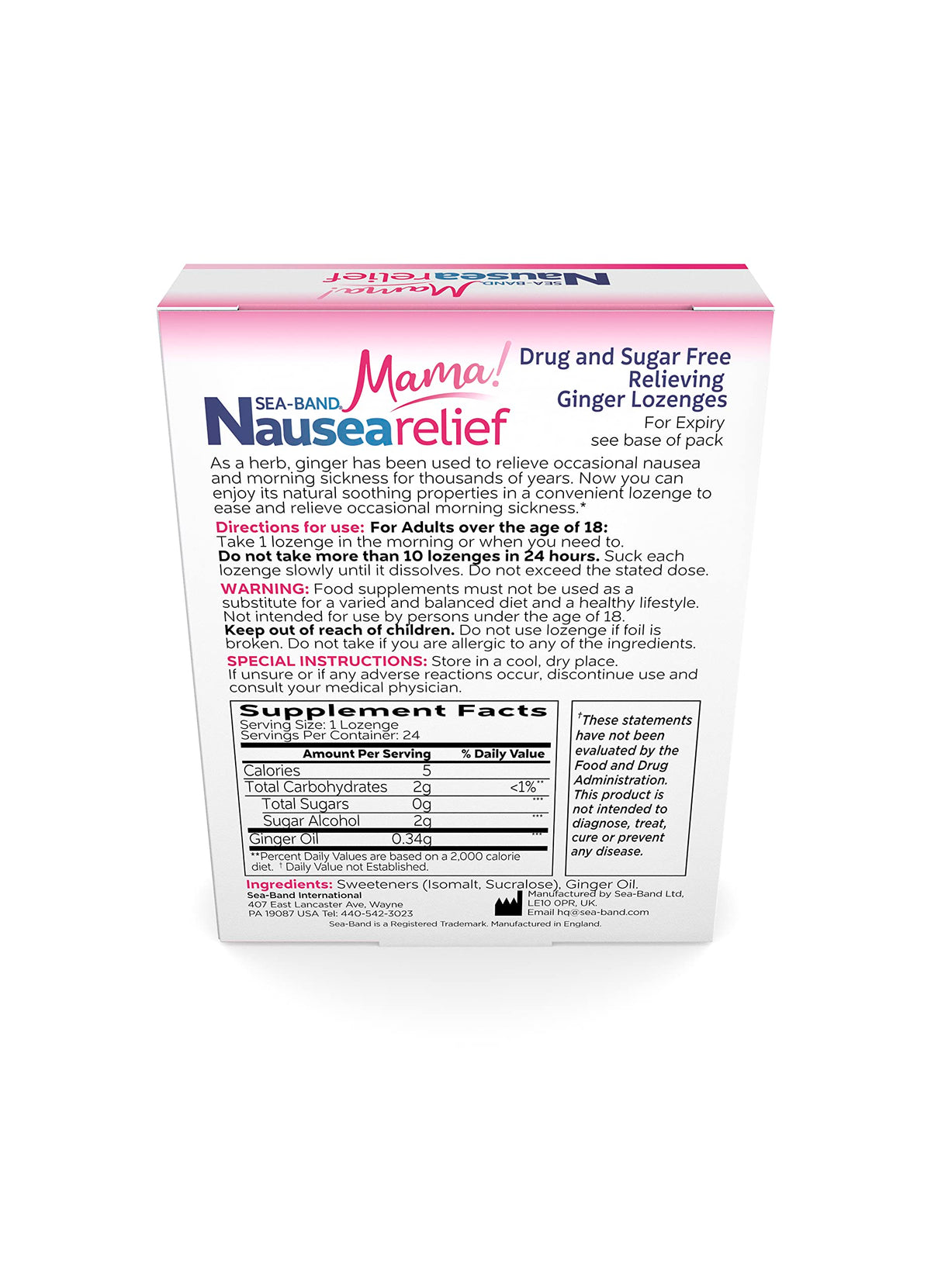 Sea-Band Mama Ginger Lozenges for Morning Sickness - 24 Pieces - image 3