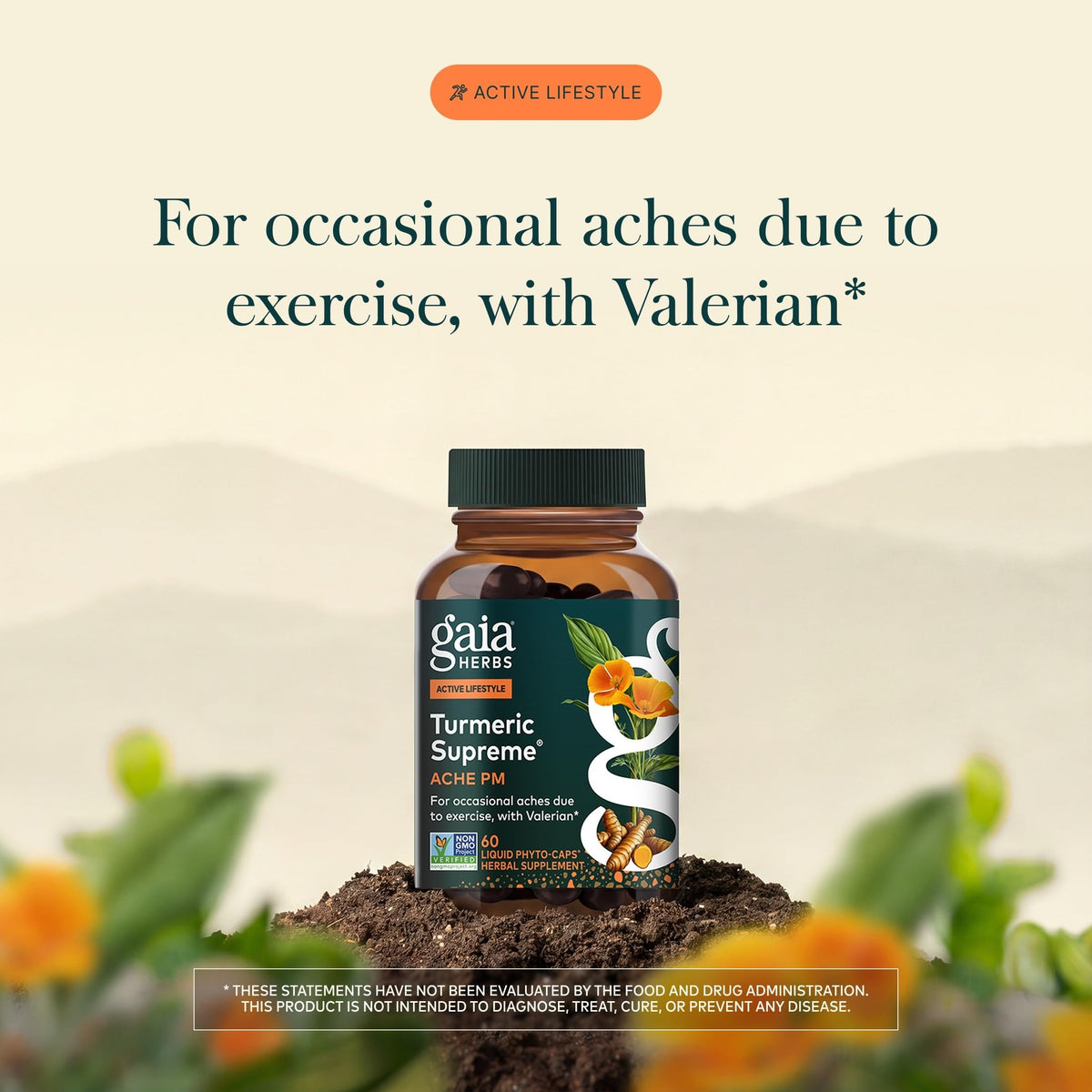 Gaia Herbs Turmeric Supreme Ache P.M. - 60 Vegan Capsules - image 3