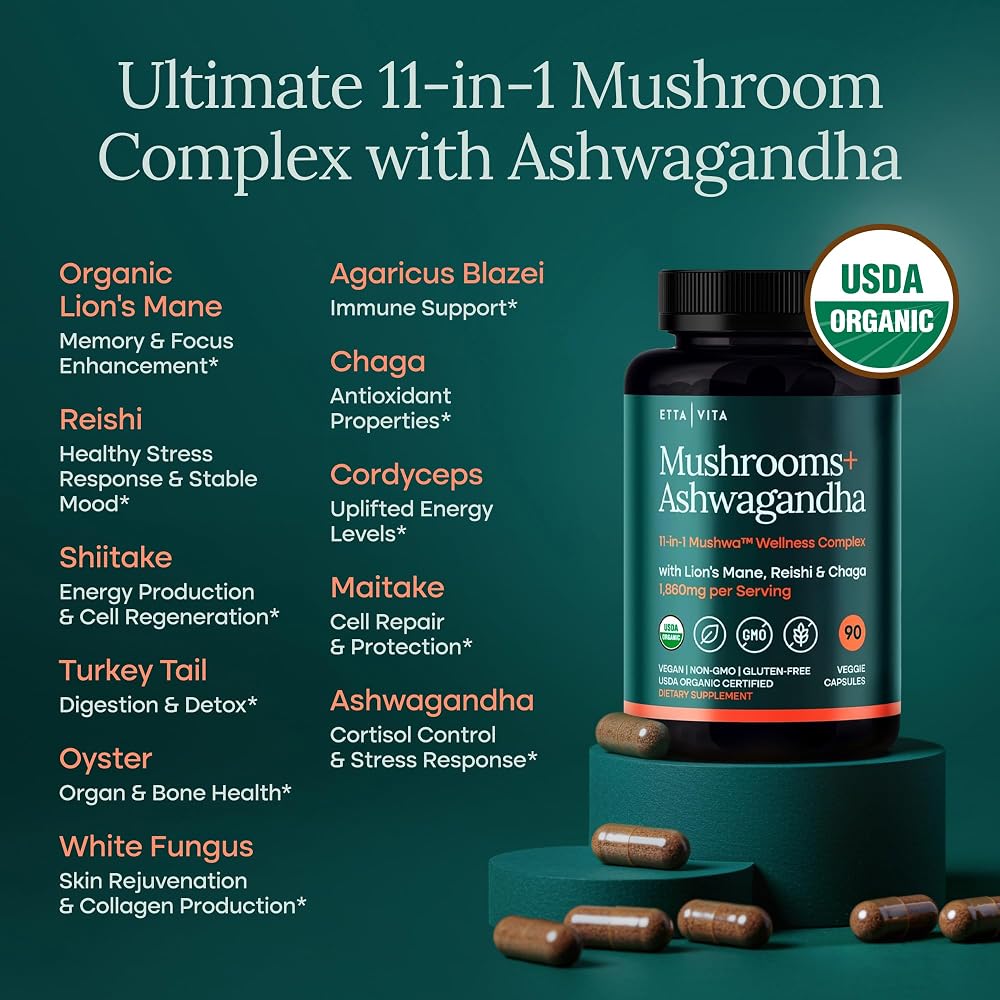 Etta Vita Lions Mane Mushroom Complex 11-in-1 - 90 Capsules - image 2
