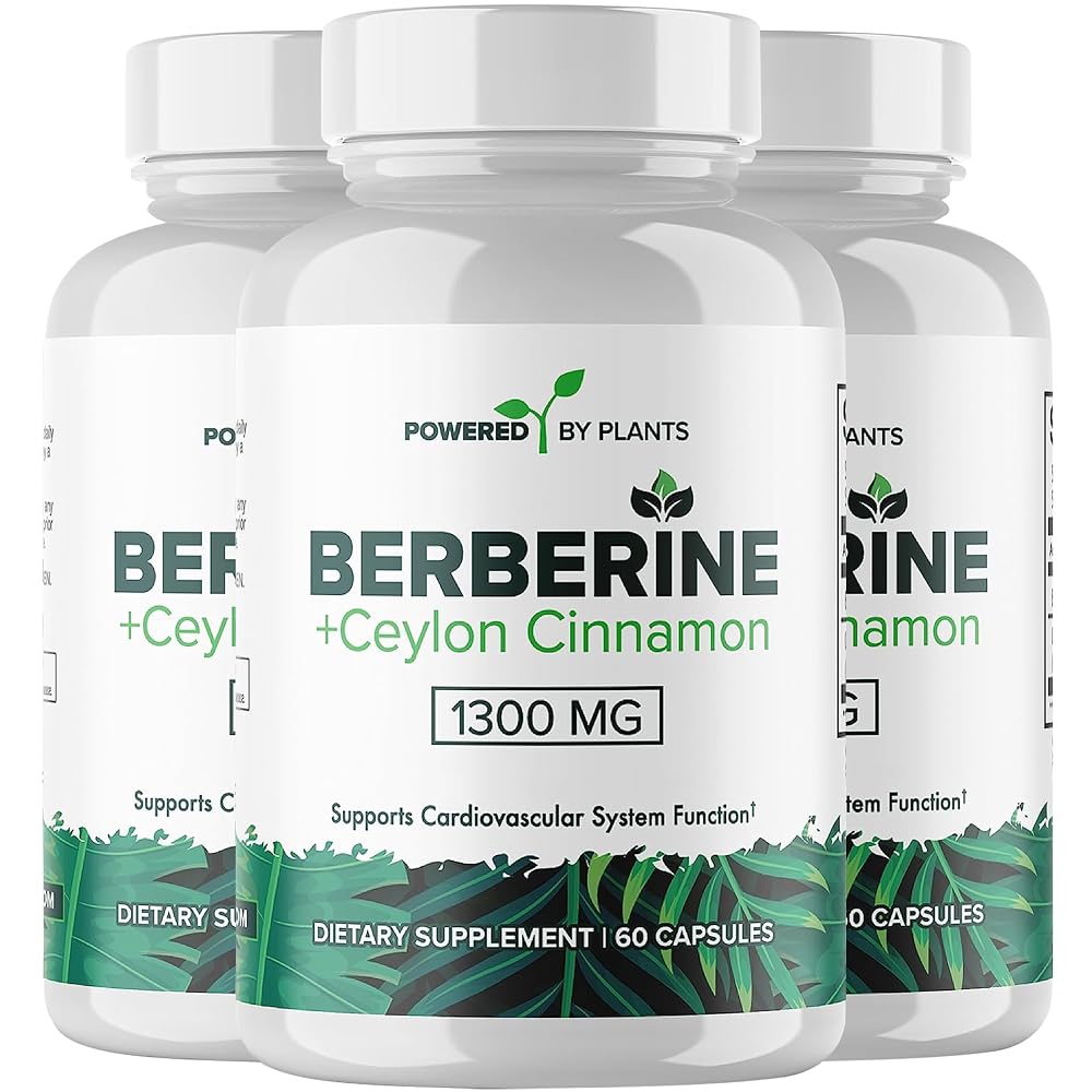 POWERED X PLANTS Pure Berberine Supplement - 1300mg Berberine
